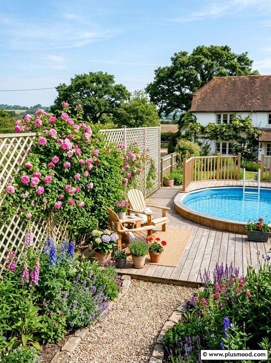 Lattice privacy screen landscaping - 25 pool landscaping ideas for above ground pools