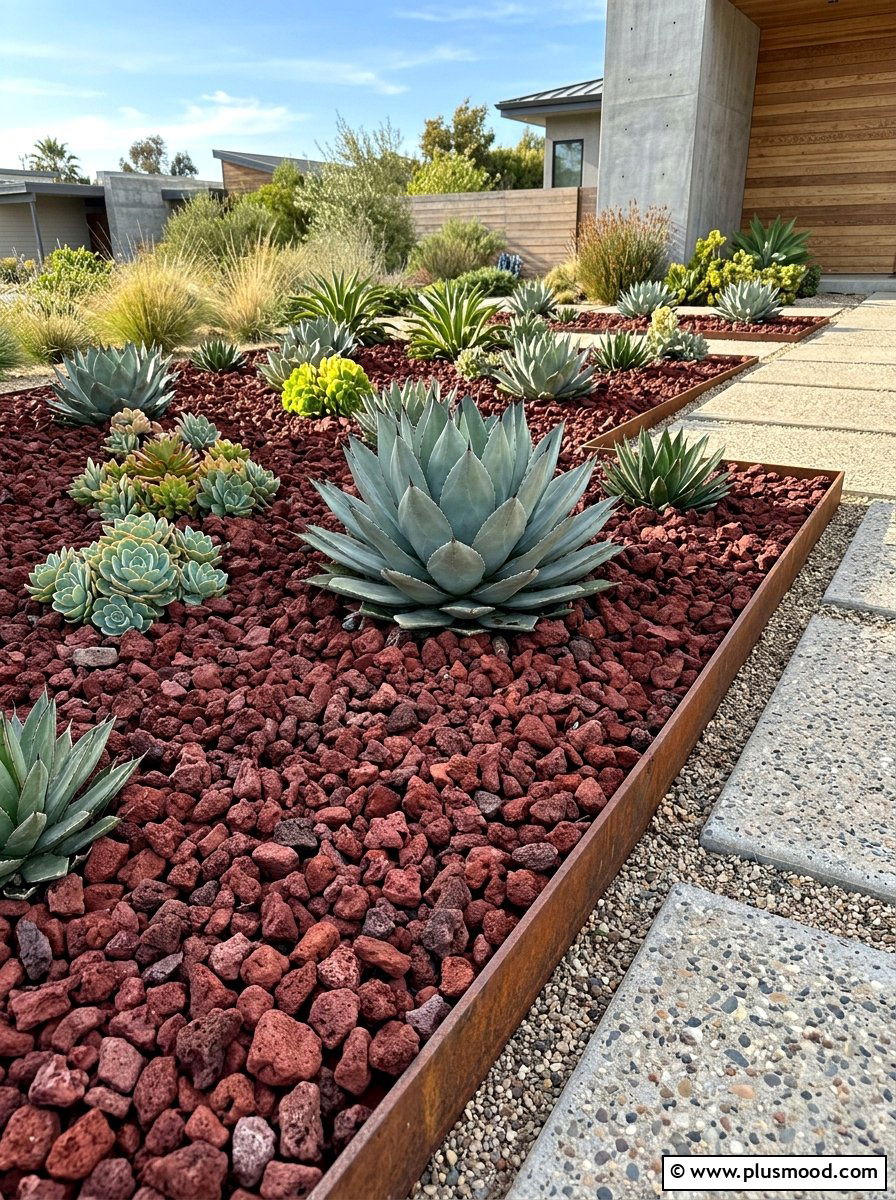 Lava Rock Mulching - 25 summer rock landscaping ideas