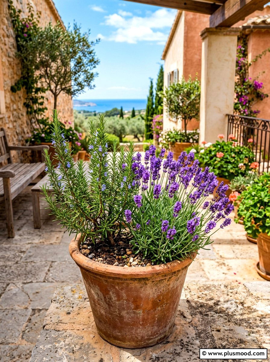 Lavender And Rosemary Herb Pot - 25 summer flower pot arrangement ideas for front porch