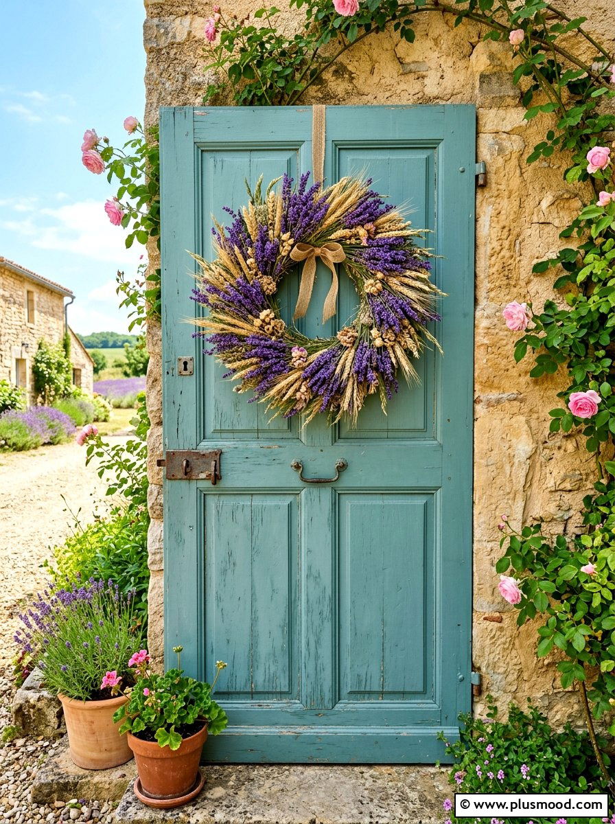 Lavender And Wheat Wreath - 25 summer to fall wreath ideas