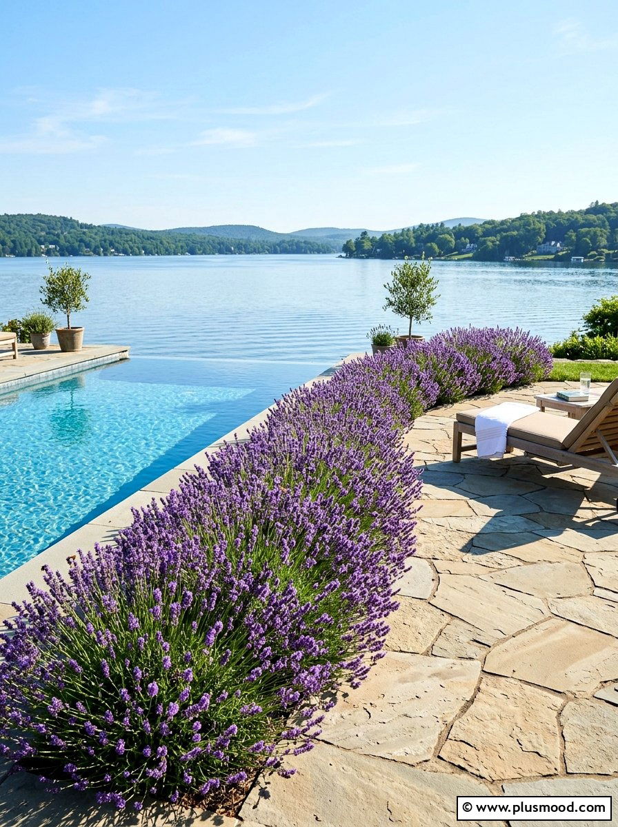 Lavender Border For Lakefront Pool - 25 pool landscaping ideas for lakefront homes