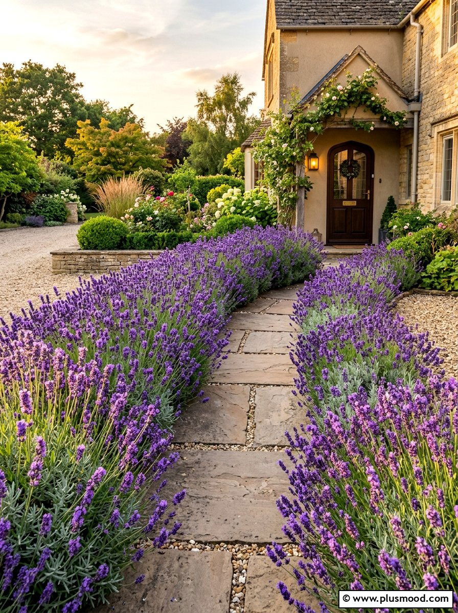 Lavender Border For Walkway - 25 summer flower bed ideas for front yard