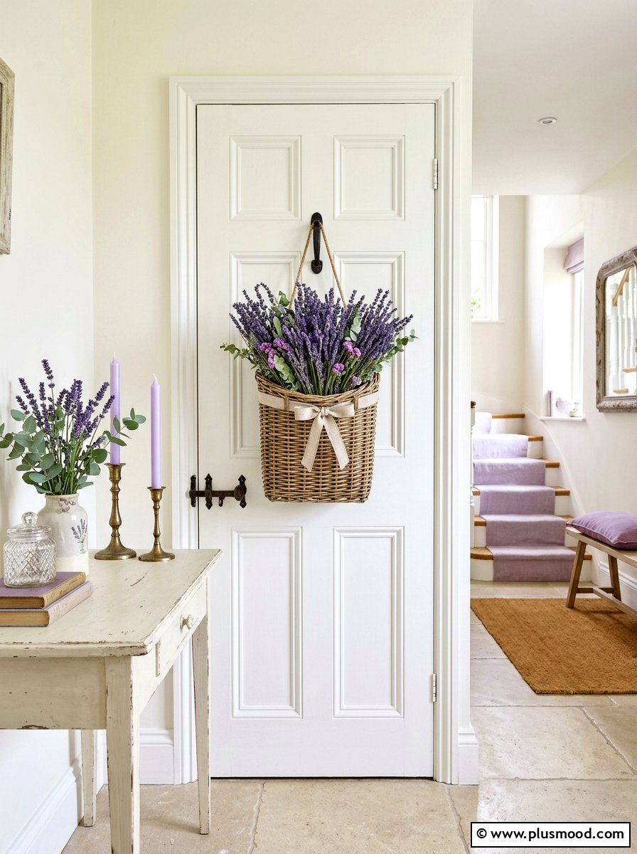 Lavender Bunch Door Basket - 25 summer seasonal entry decor ideas