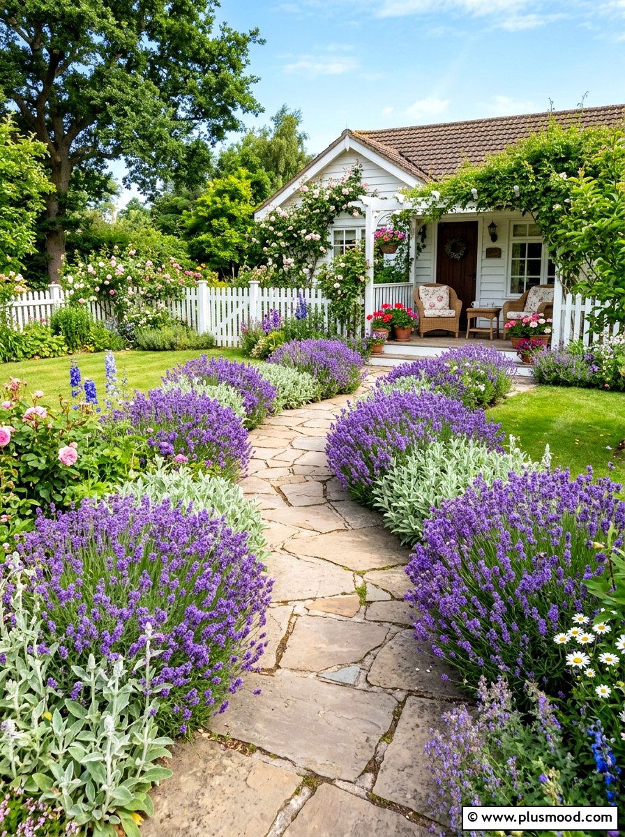 Lavender Cottage Path Edging - 25 summer path border planting ideas
