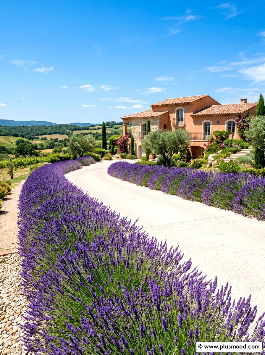 Lavender Driveway Edging - 25 summer driveway landscaping ideas