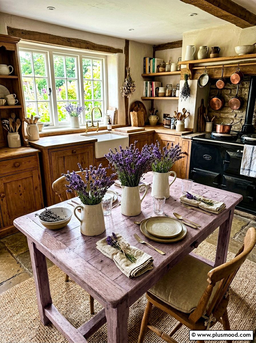 Lavender Farmhouse Table - 25 summer floral table decor ideas