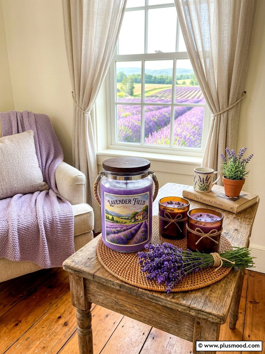 Lavender Field Scented Jar - 25 summer candles decor ideas for living room