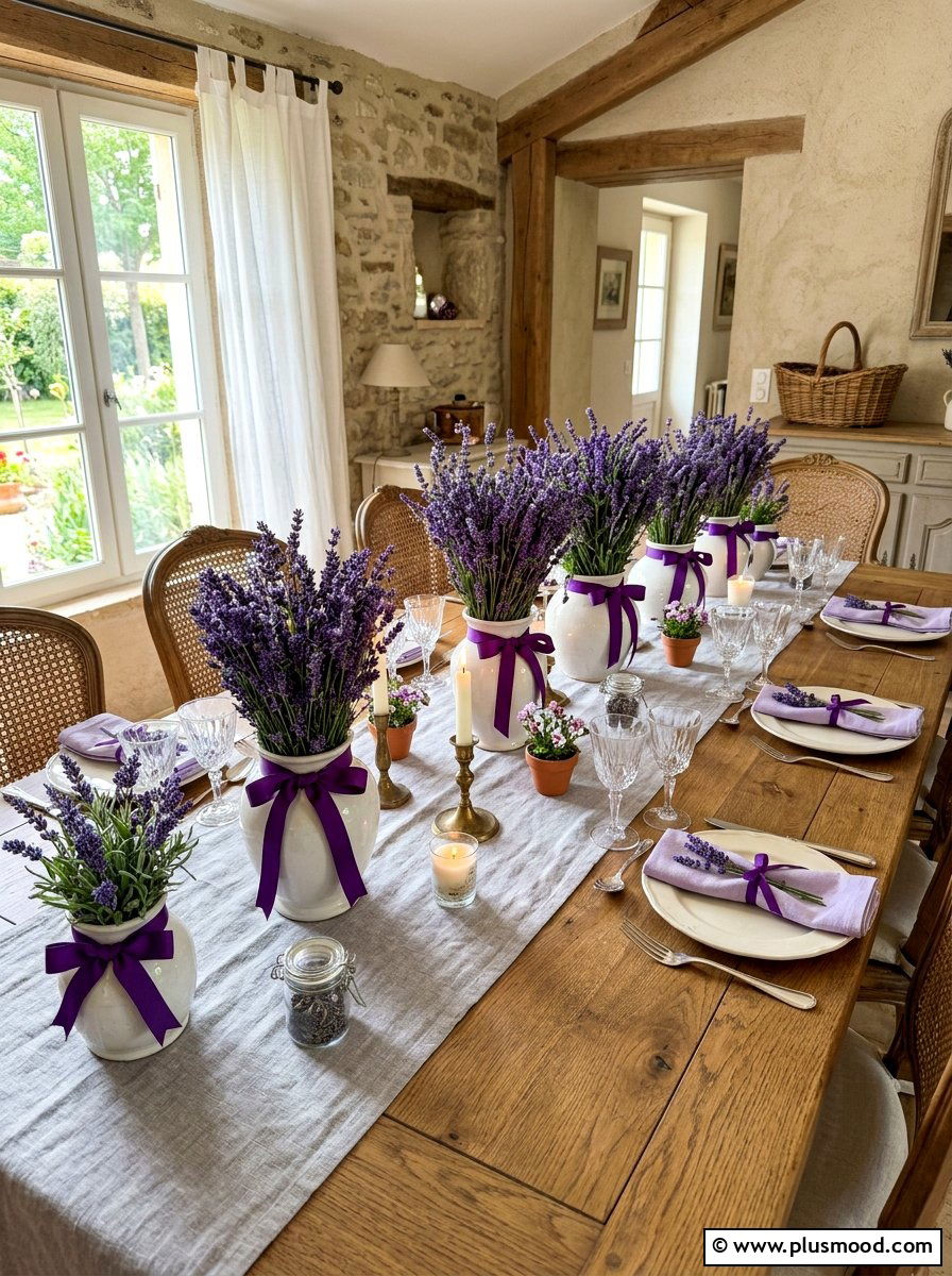Lavender Floral Table - 25 summer kitchen table decor ideas