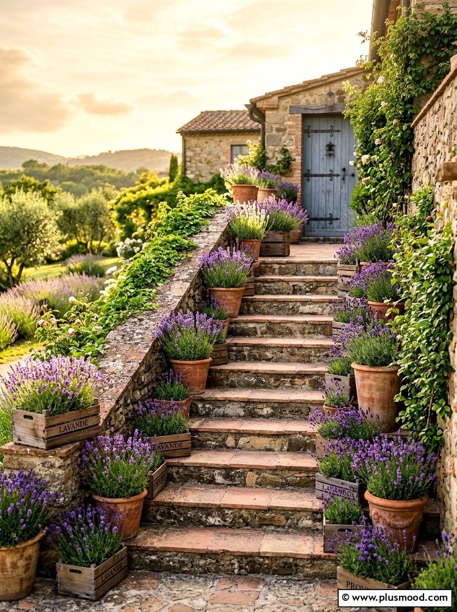Lavender Flower Step Decor - 25 summer front steps decor ideas