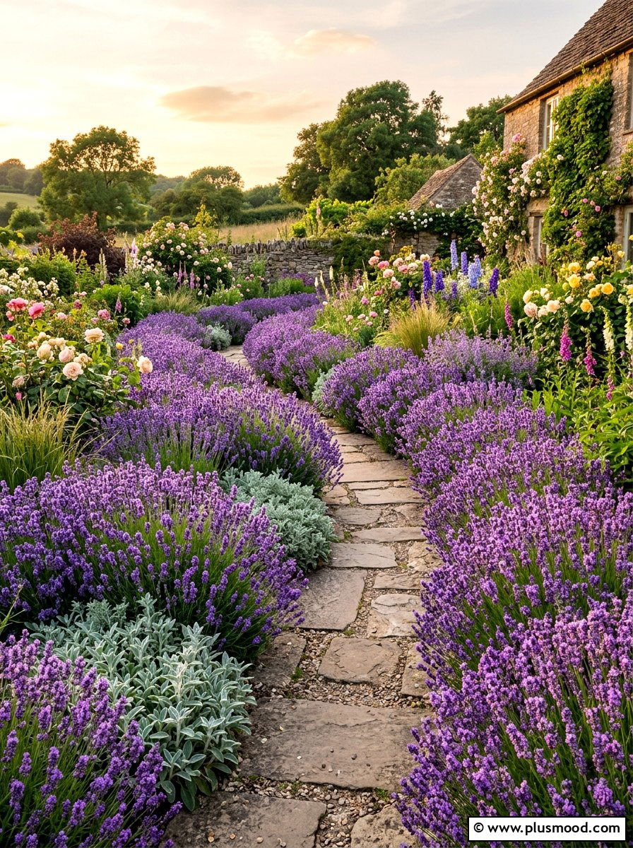 Lavender Garden Border - 25 summer butterfly garden ideas