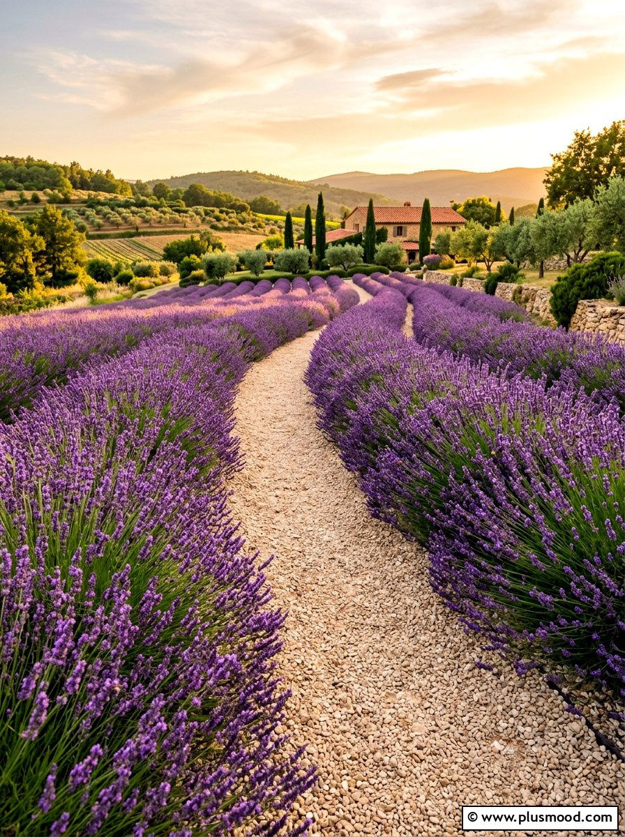Lavender Garden Path - 25 summer pollinator garden ideas