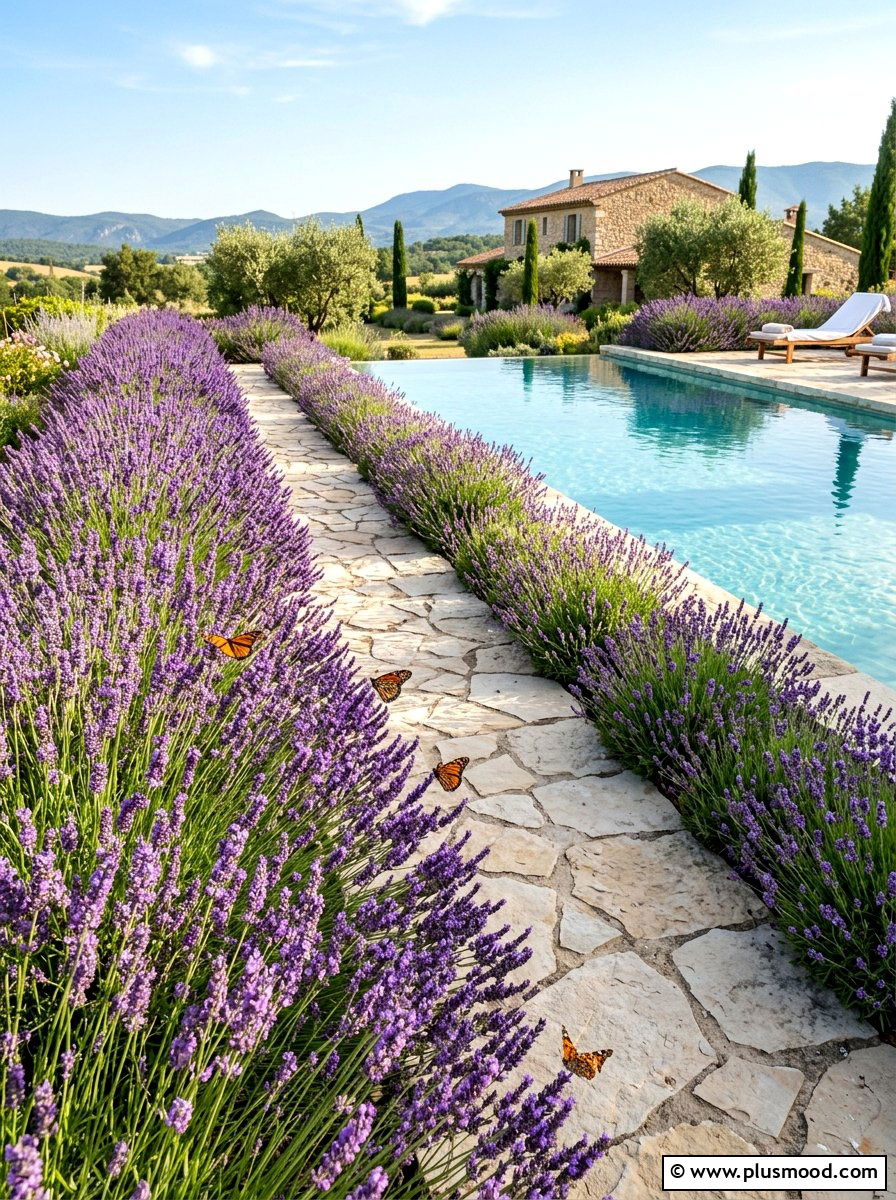 Lavender Garden Pool Side - 25 pool landscaping ideas for beginners