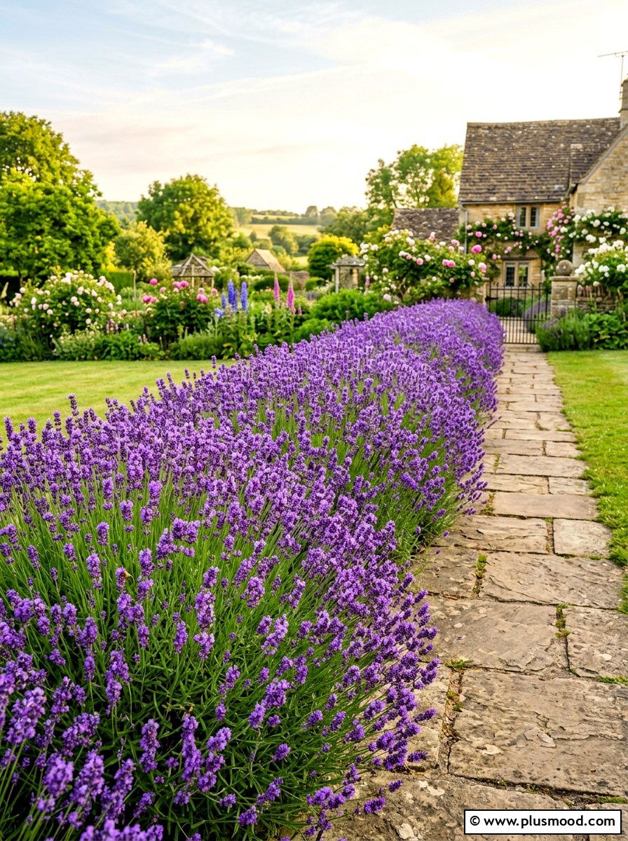 Lavender Hedge Border - 25 summer drought tolerant landscaping ideas