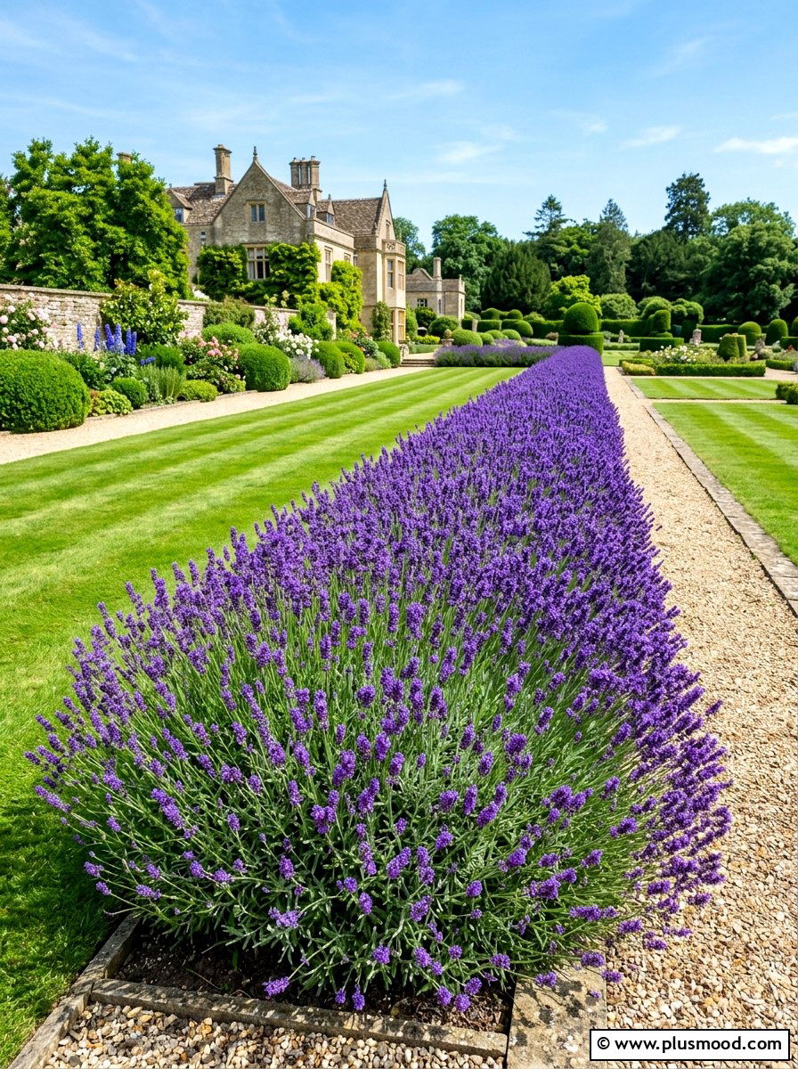 Lavender Hedge Row - 25 summer lavender garden ideas