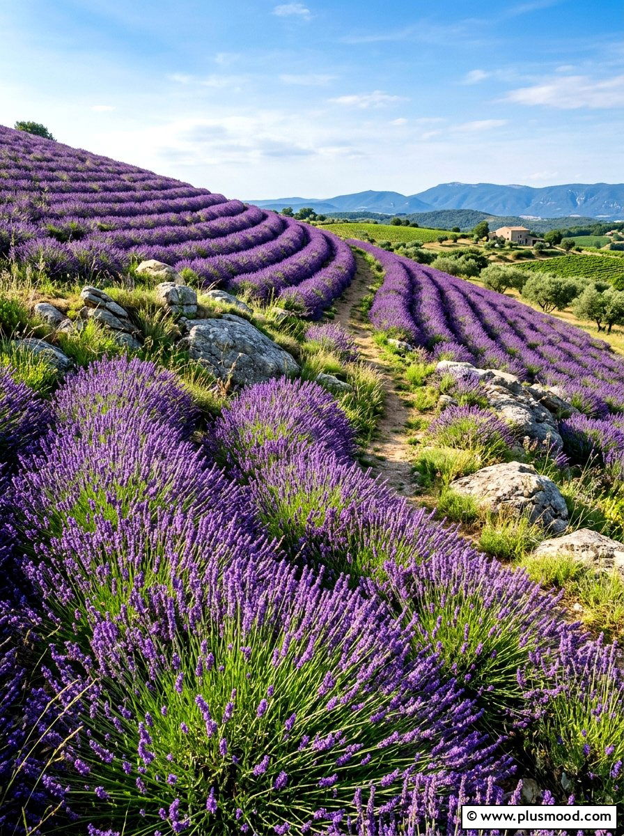 Lavender Hillside Slope - 25 summer lavender garden ideas