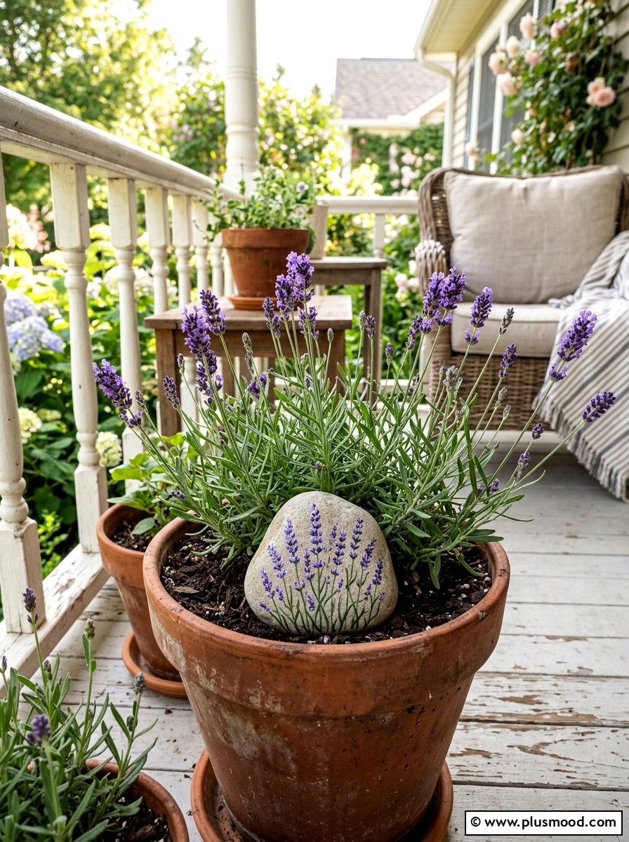 Lavender Painted Rock - 25 painted rock ideas for mothers day