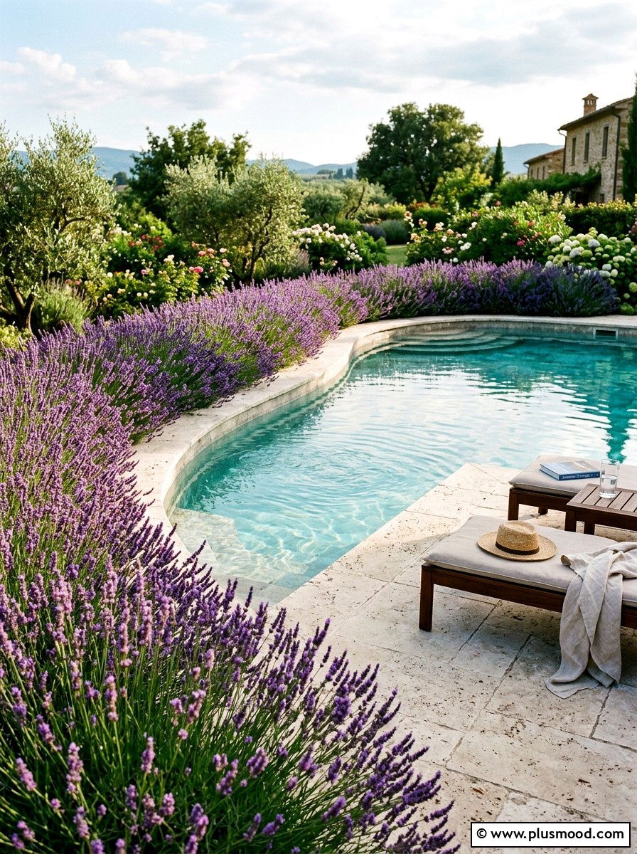 Lavender Pool Perimeter - 25 pool landscaping ideas low maintenance