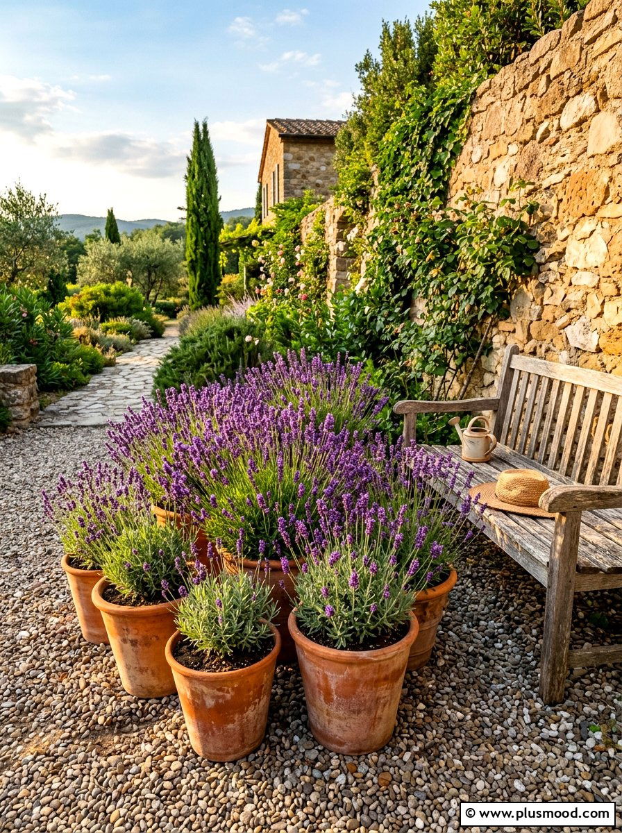 Lavender Terracotta Planters - 25 summer patio planter ideas