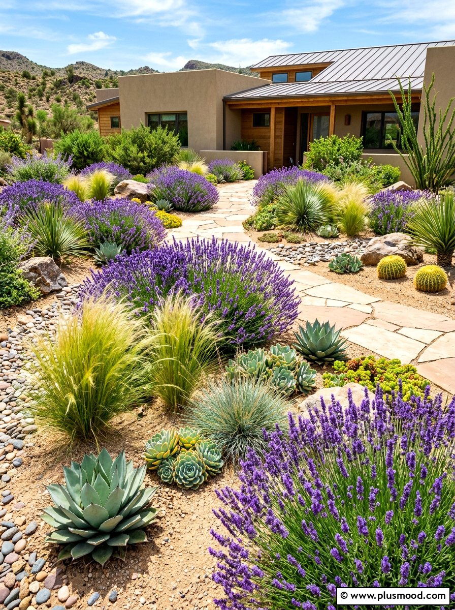 Lavender Xeriscape Garden - 25 summer lavender garden ideas