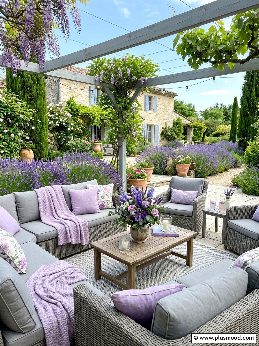 Lavender and grey patio - 25 summer patio color ideas