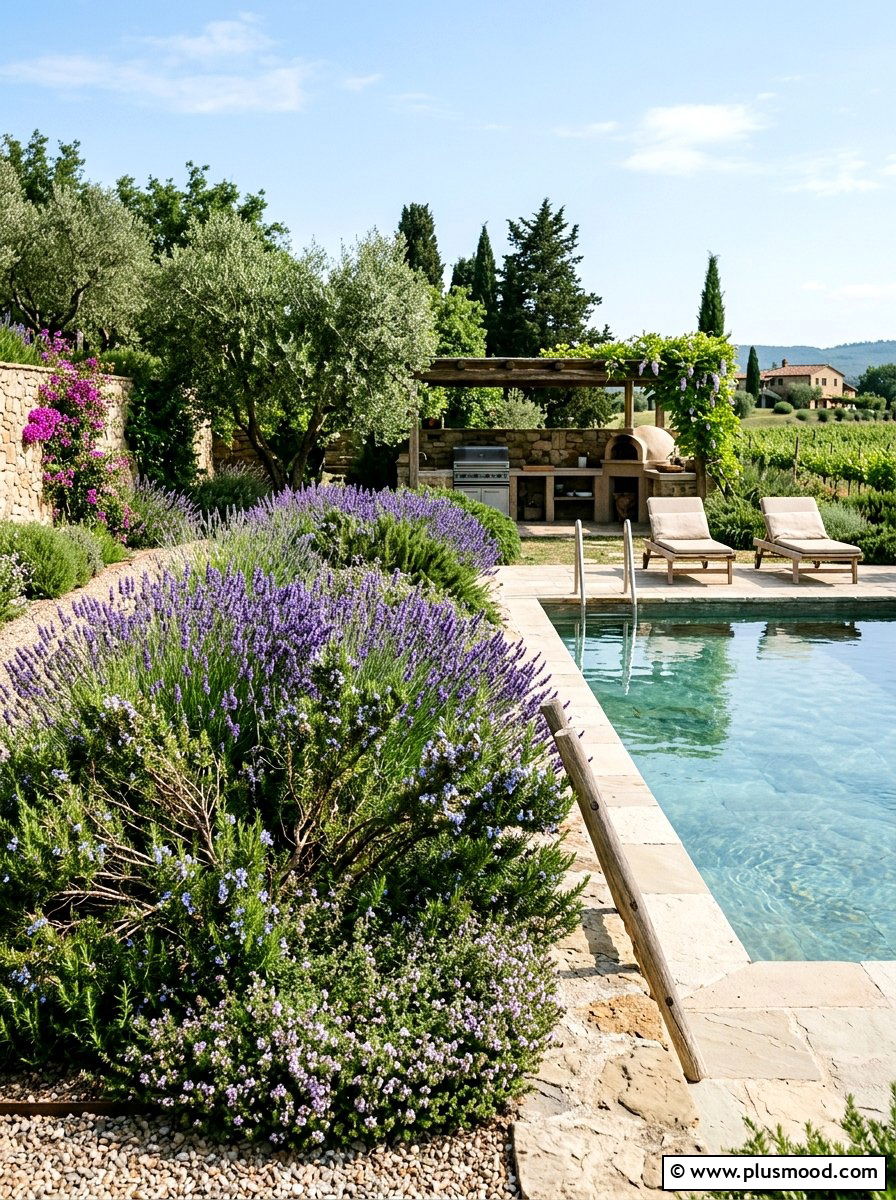 Lavender and herb garden pool - 25 pool landscaping ideas with lavender
