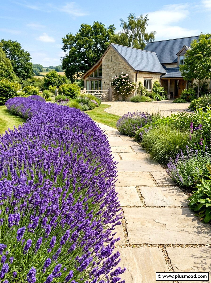 Lavender garden border - 25 summer full sun garden ideas