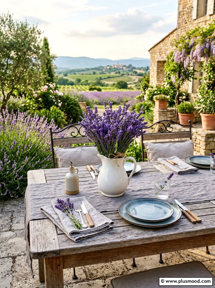 Lavender patio table styling - 25 summer patio table decor ideas
