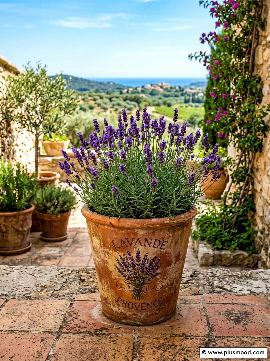 Lavender terracotta pot - 25 summer flower pot ideas