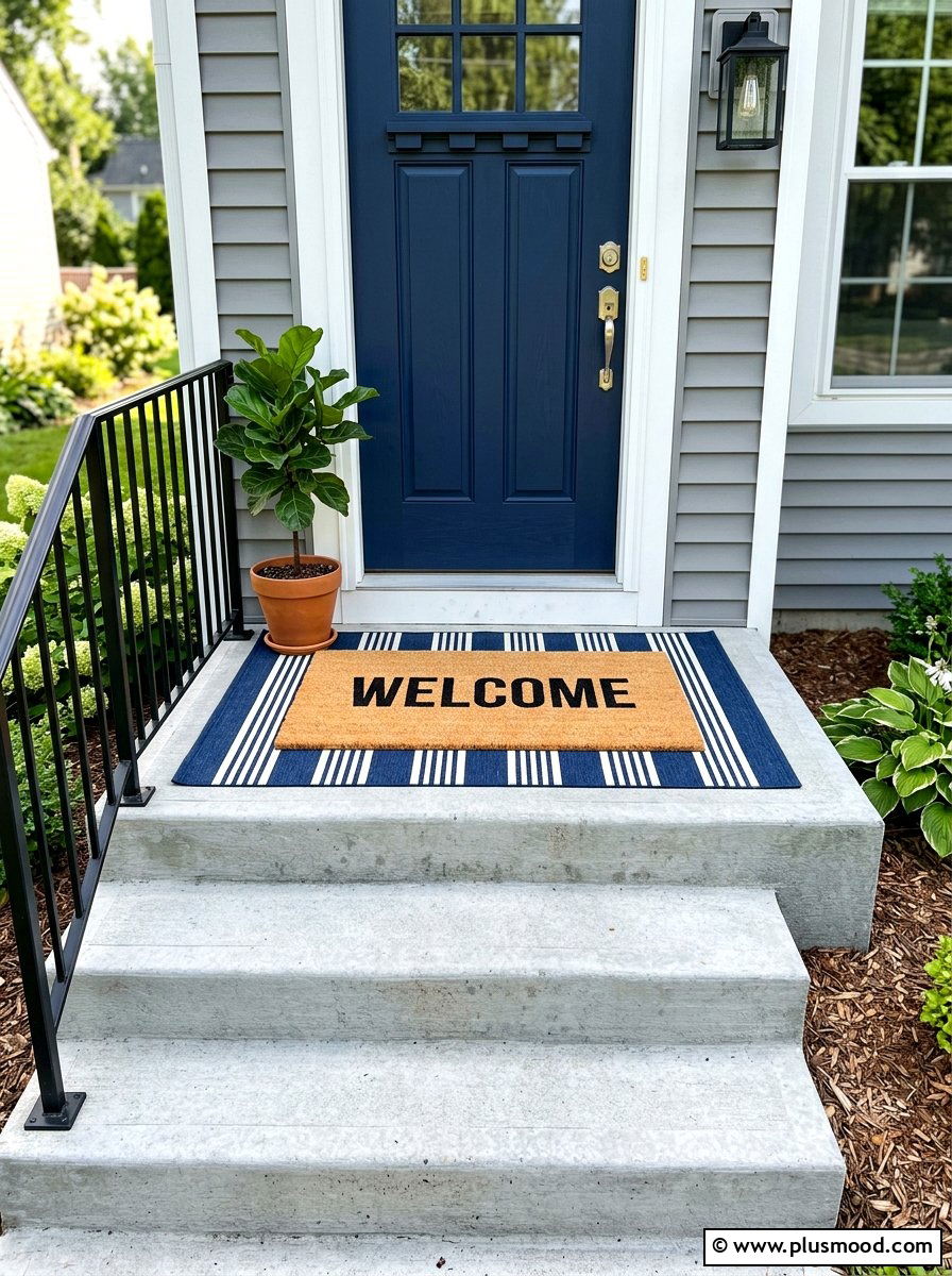 Layered Door Mat - 25 summer front steps ideas for summer