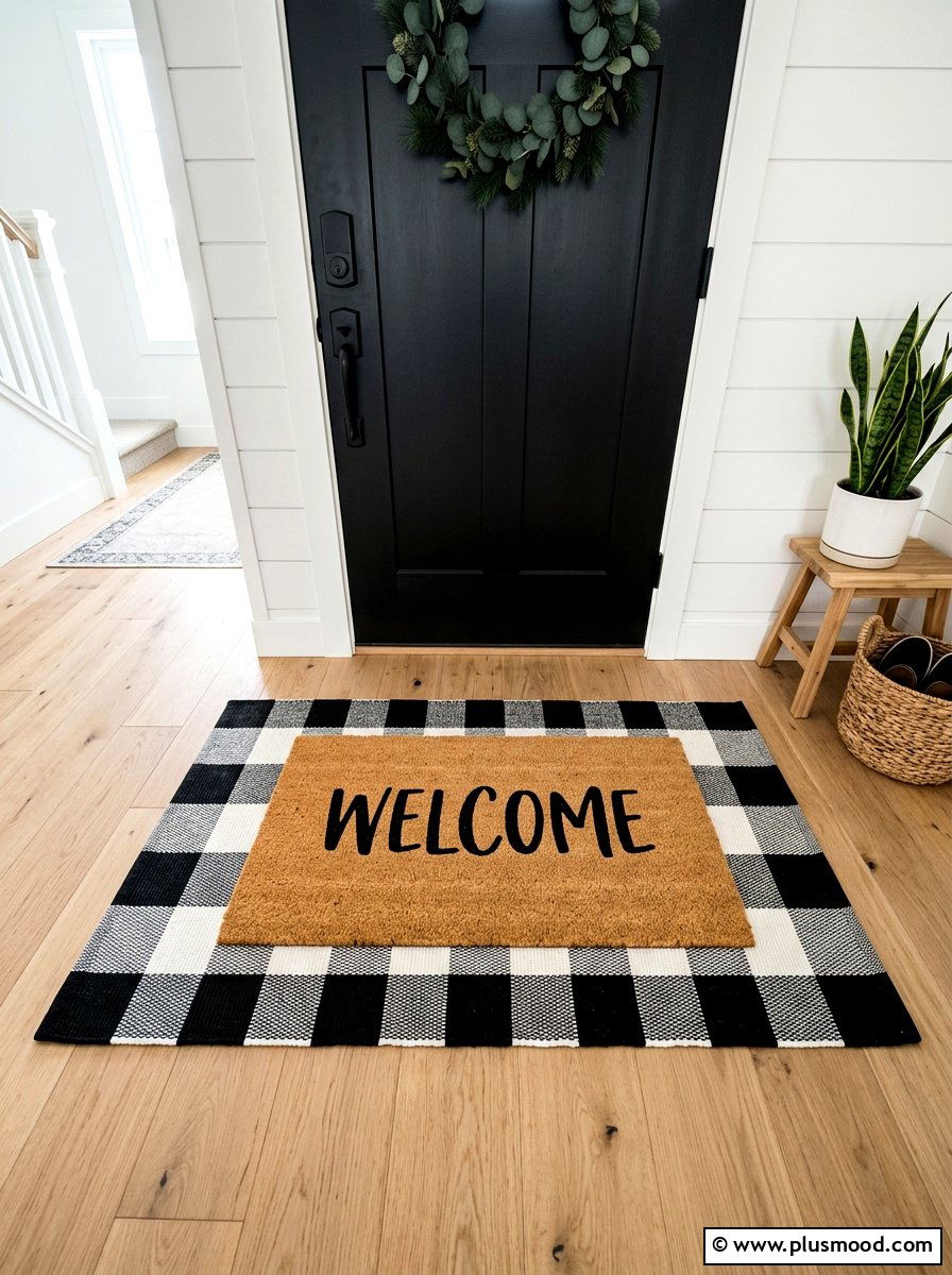 Layered Door Mats - 25 summer narrow porch ideas