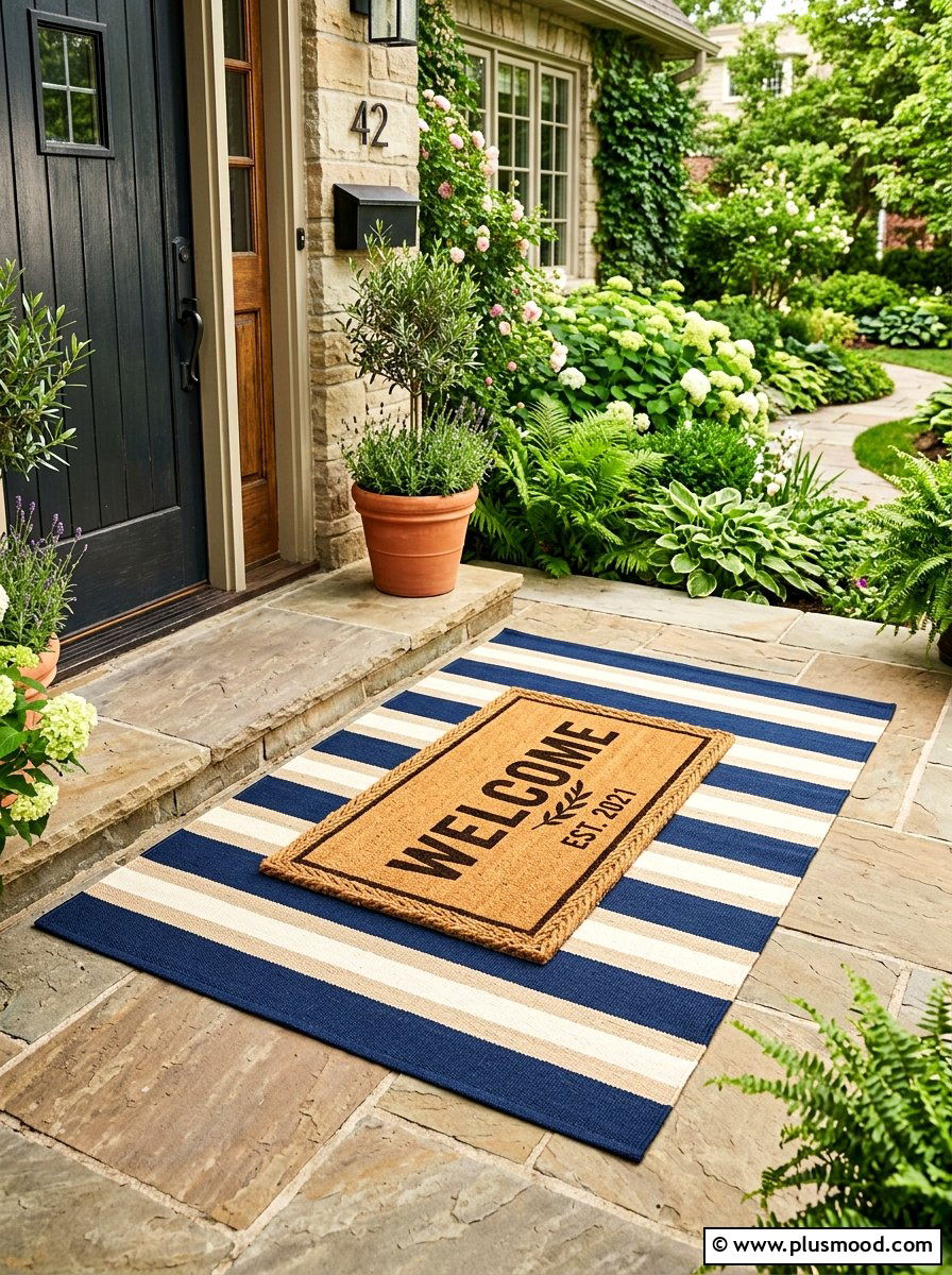 Layered Doormat Step Look - 25 summer front steps decor ideas