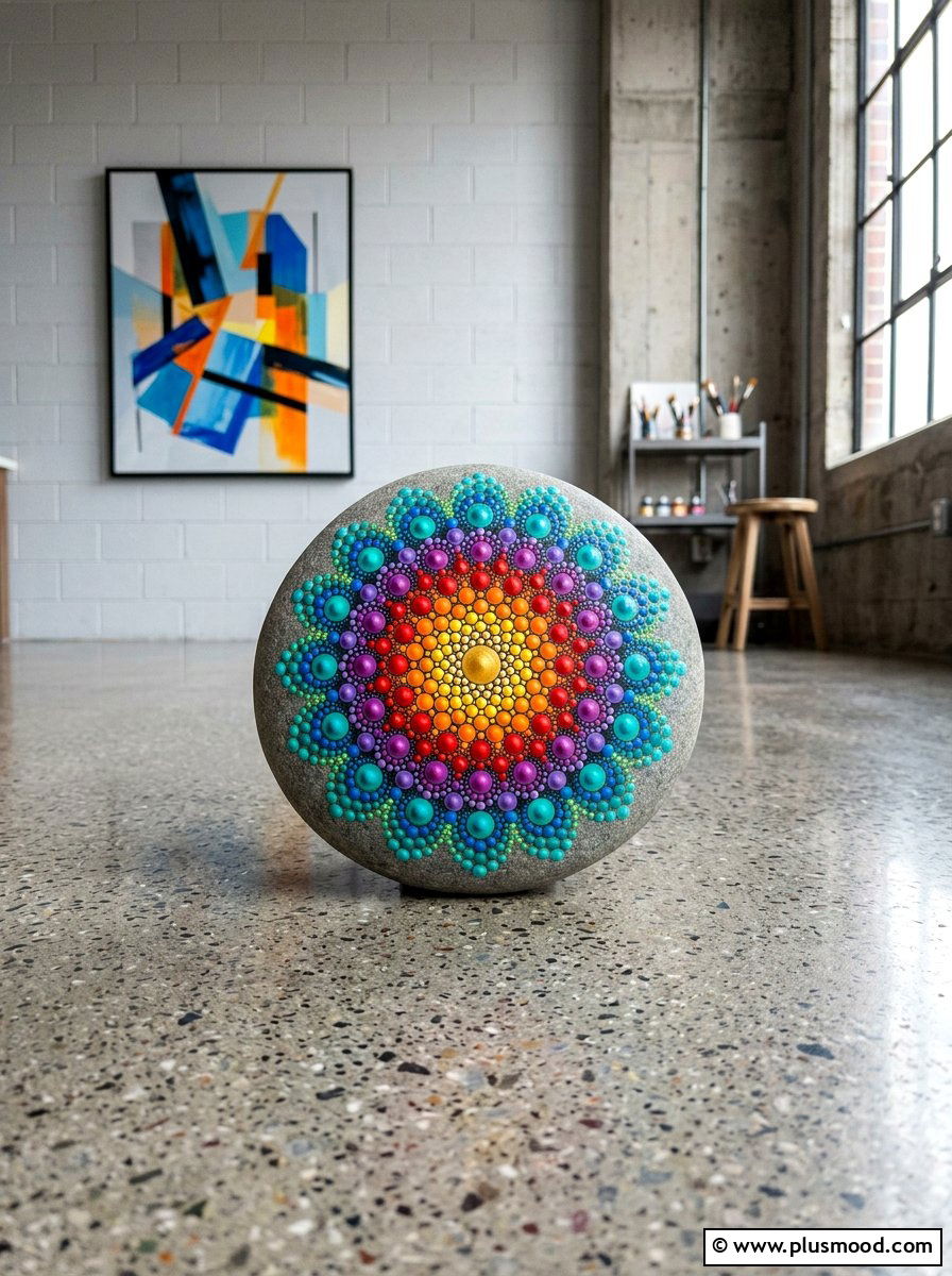 Layered Dot Mandala - 25 painted rock ideas with mandala
