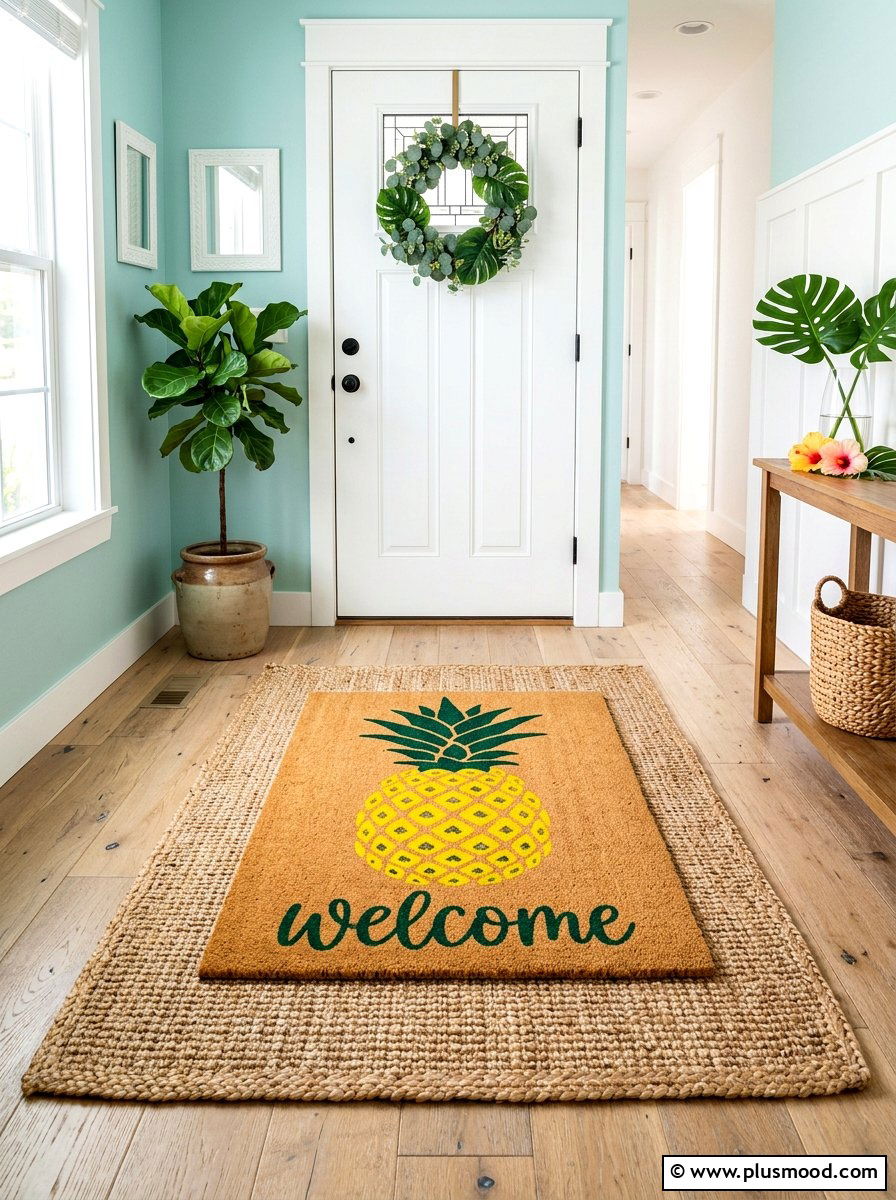 Layered Entry Mat - 25 summer townhouse curb appeal ideas