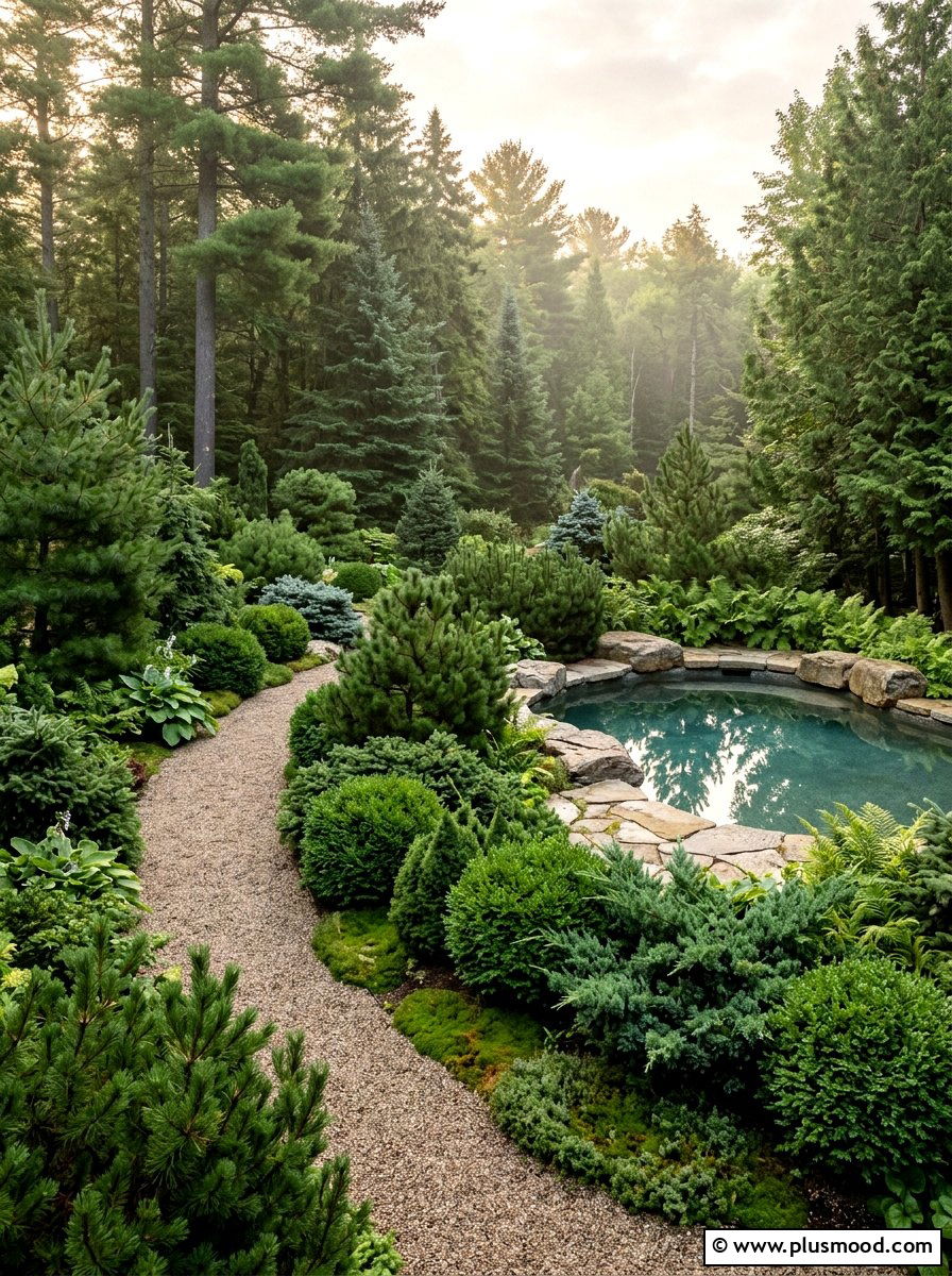 Layered Evergreen Landscaping - 25 pool landscaping ideas for privacy
