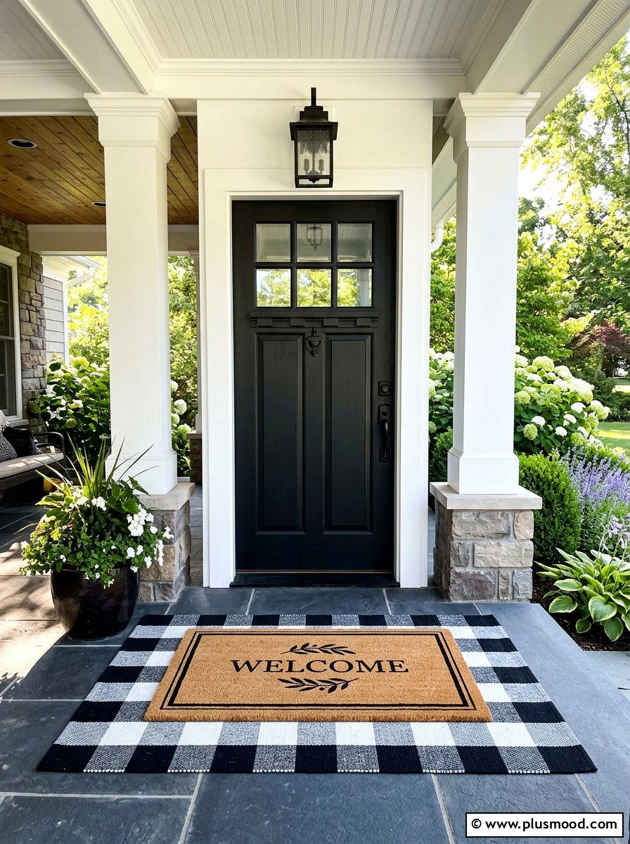 Layered Front Door Mat - 25 summer porch decorating ideas