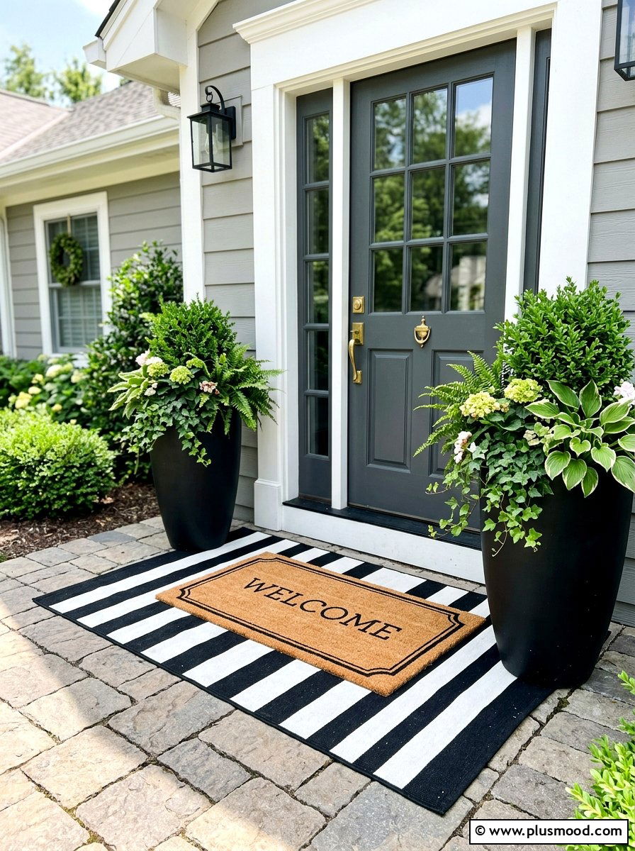Layered Front Door Mats - 25 summer front porch decor ideas