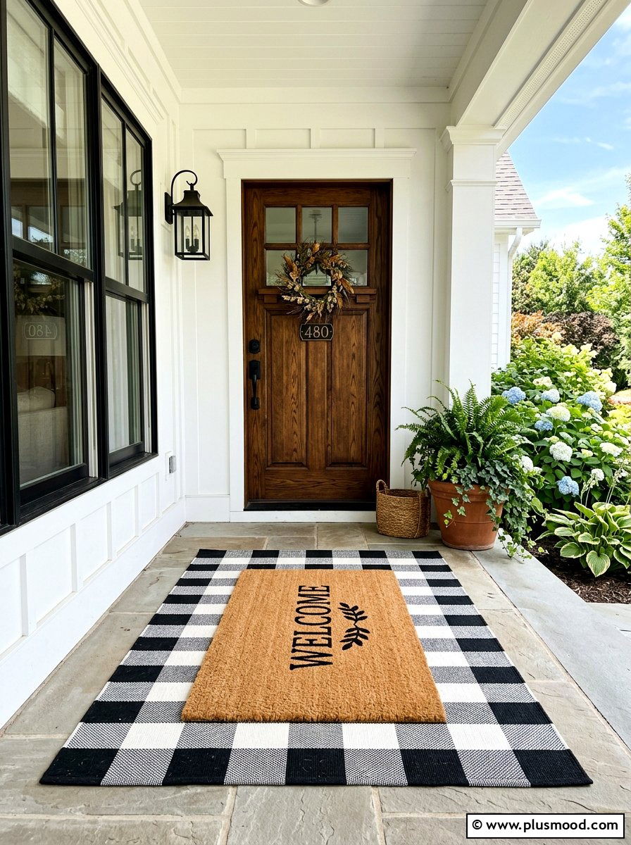 Layered Front Porch Rug - 25 summer front porch makeover ideas