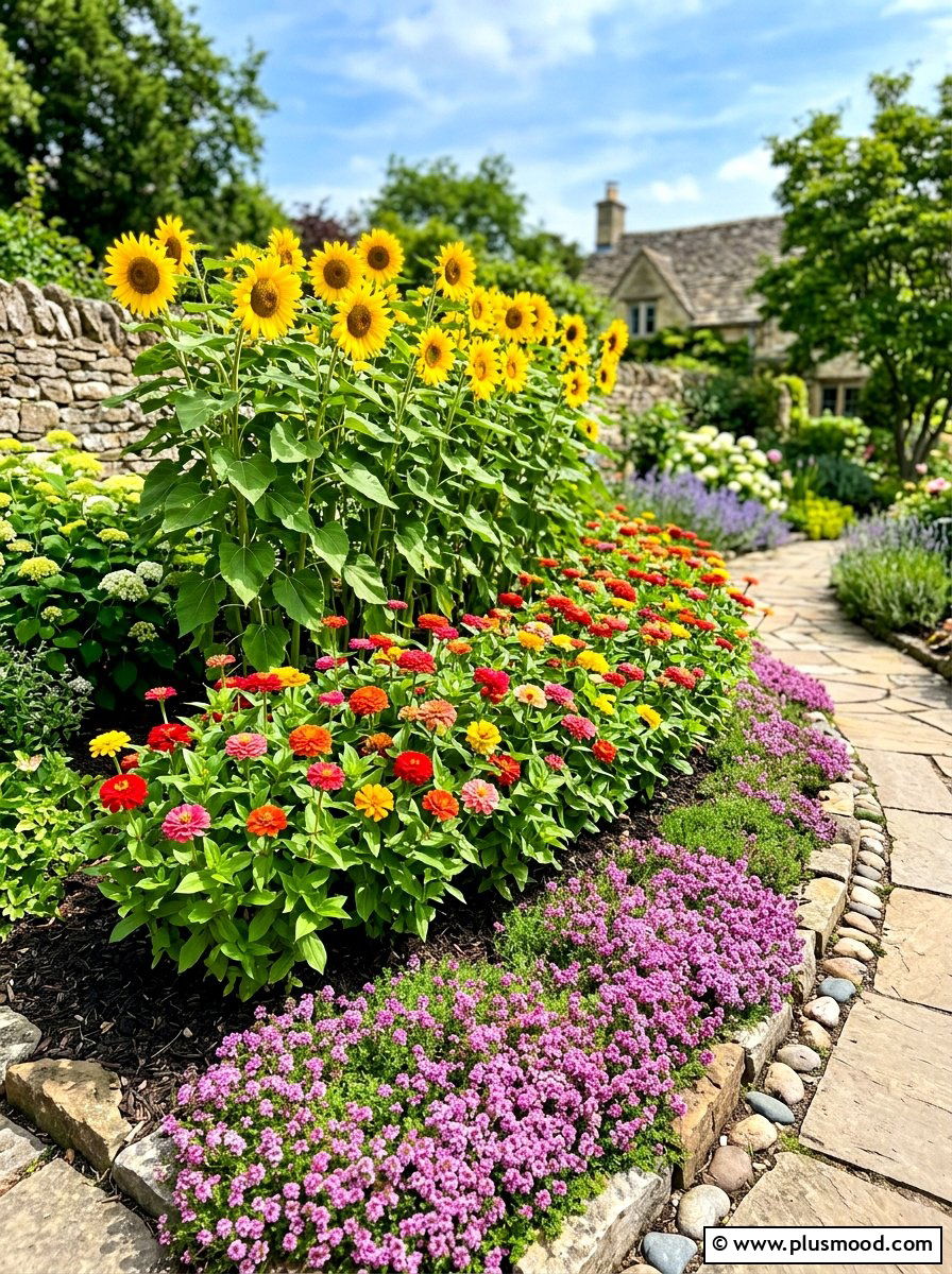 Layered Height Flower Bed - 25 summer backyard flower bed ideas