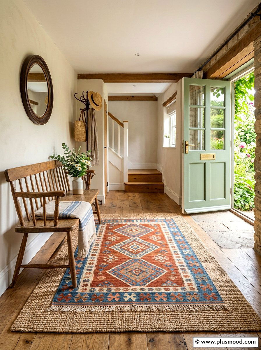 Layered Jute Rug - 25 late summer cottage decor ideas