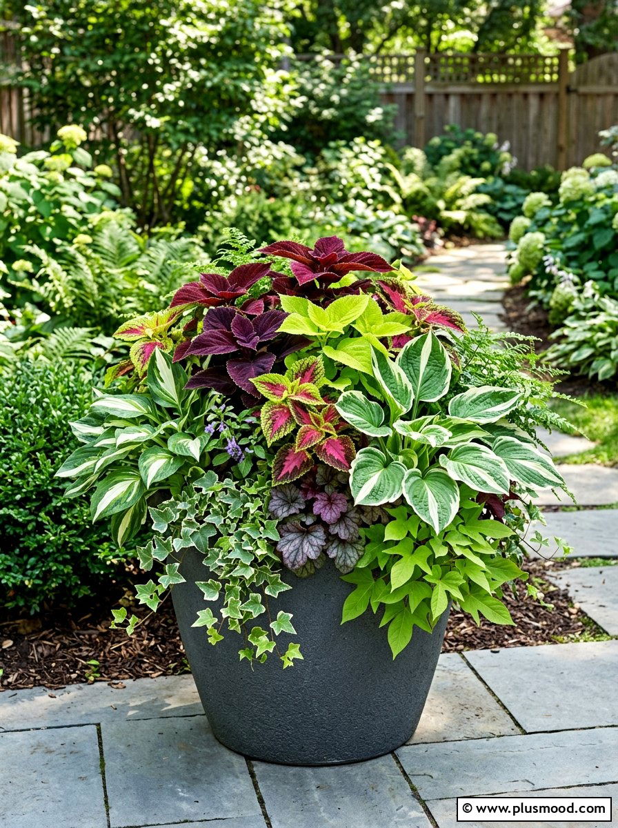 Layered Mixed Foliage Container - 25 summer deck planter ideas