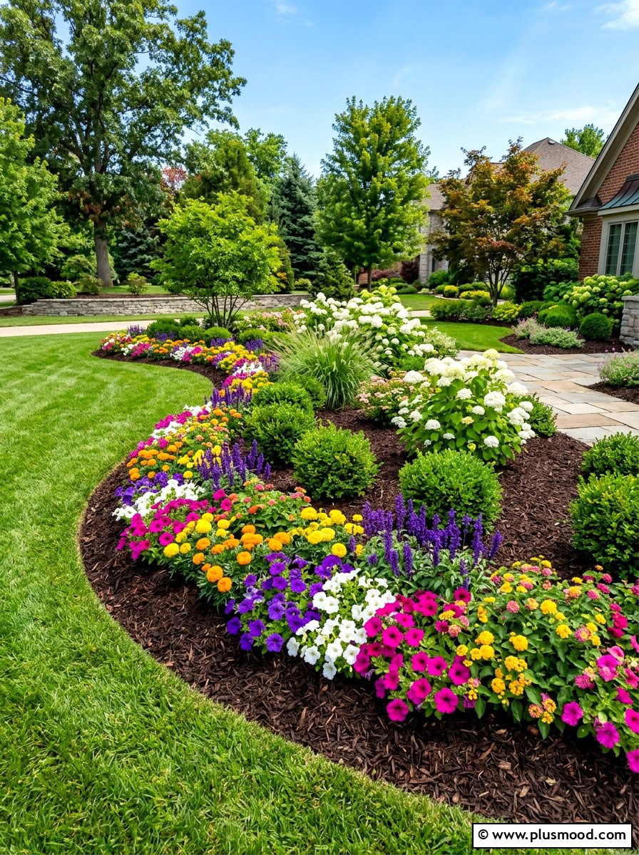Layered Mulch Beds - 25 summer curb appeal landscaping ideas