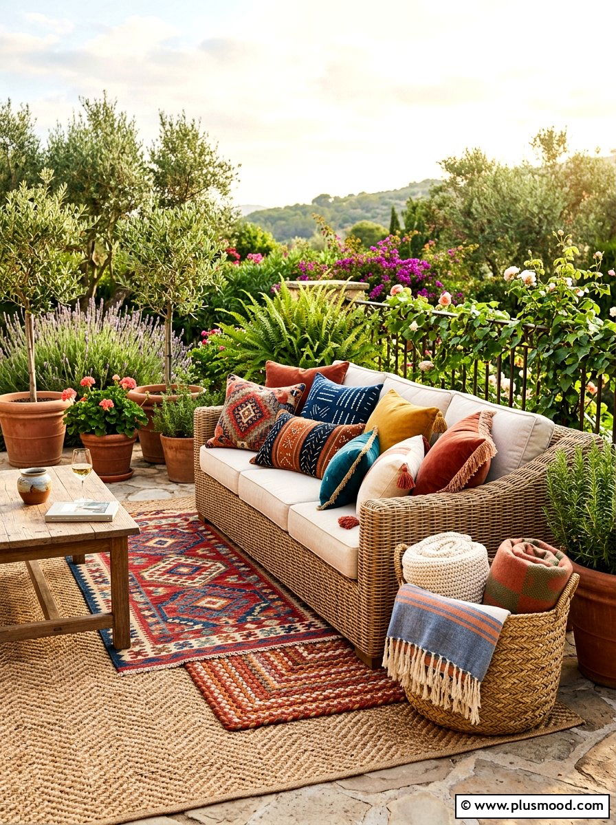 Layered Patio Textiles - 25 best summer patio ideas