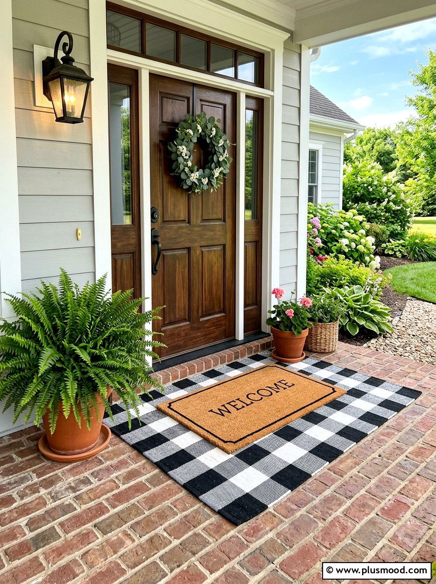 Layered Porch Mat - 25 late summer porch decor ideas