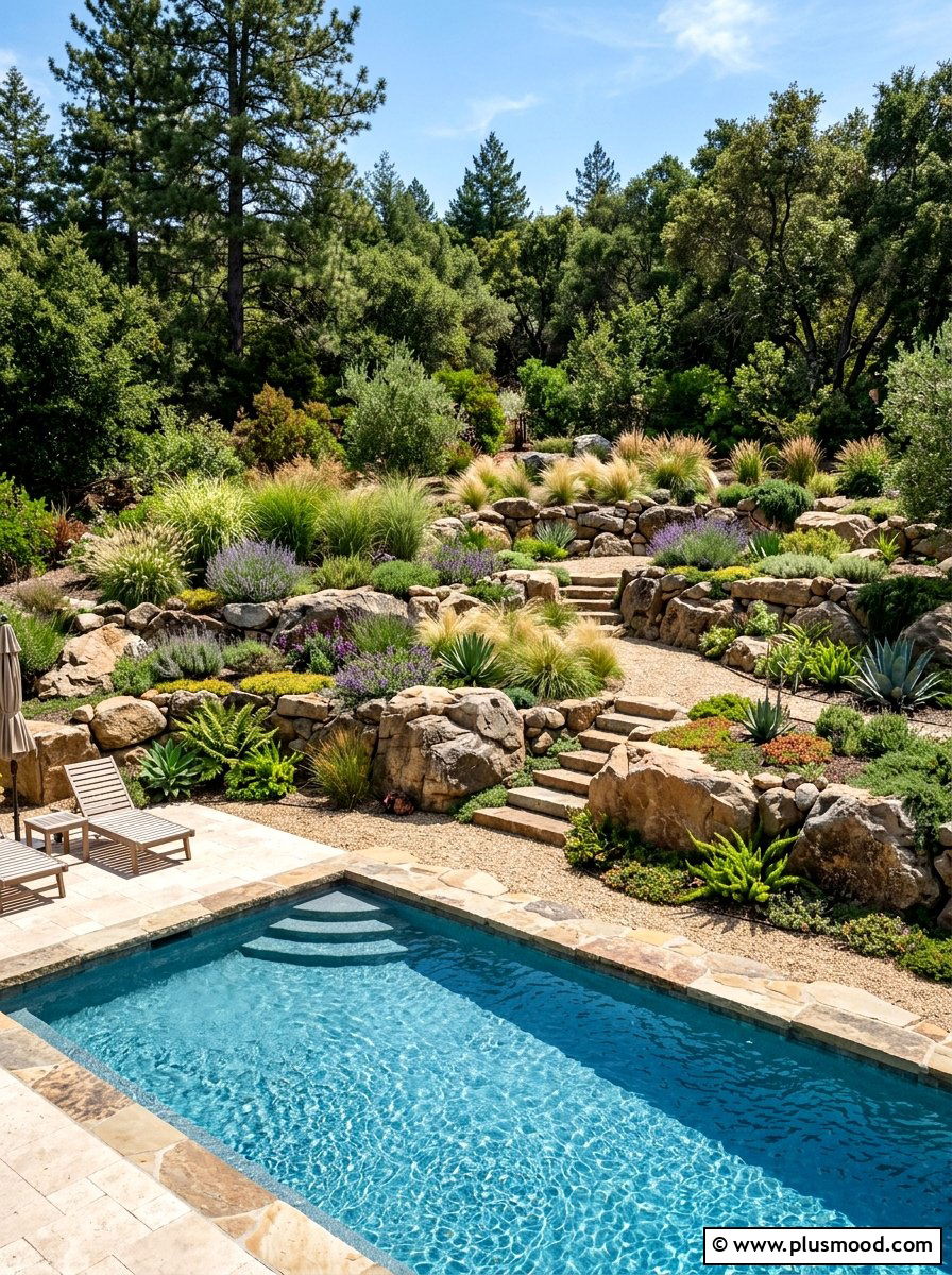 Layered Rock Garden - 25 pool landscaping ideas with rocks