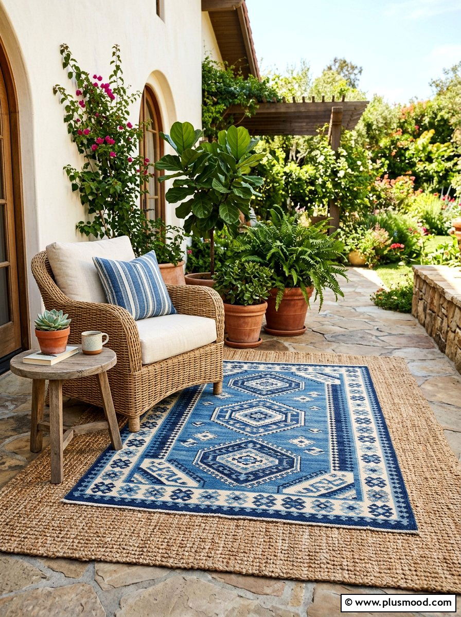 Layered Rug Balcony Reading Nook - 25 summer balcony reading corner ideas