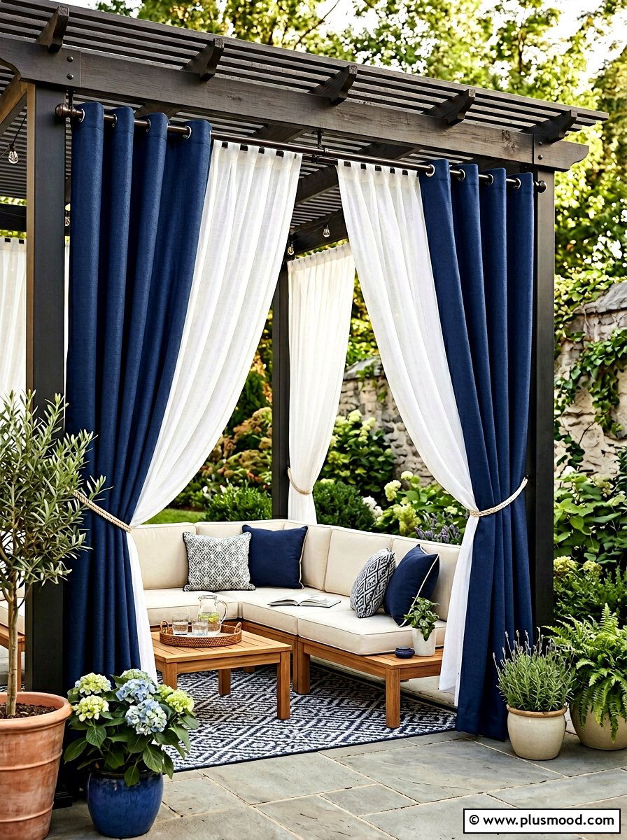Layered Sheer And Opaque Outdoor Drapes - 25 small backyard ideas with outdoor curtains
