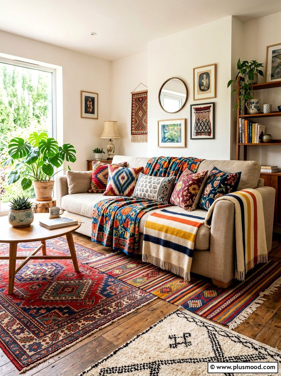 Layered Textiles - 25 summer colorful decor ideas