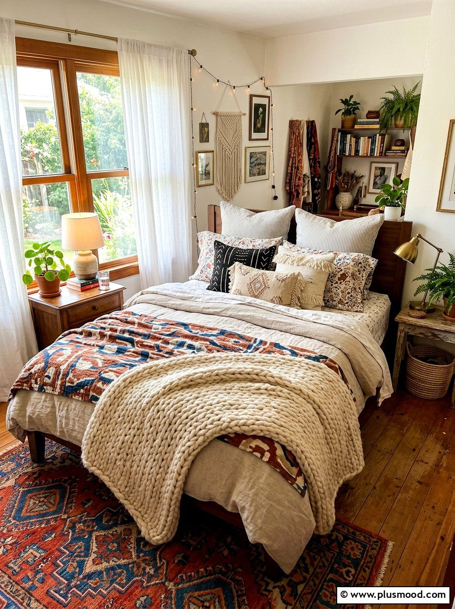 Layered bedding bedroom - 25 boho summer bedroom ideas