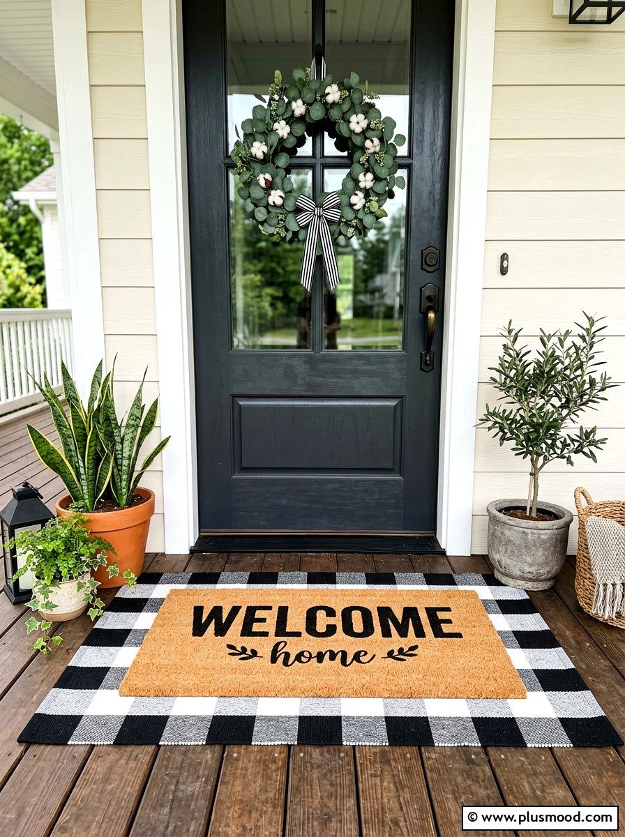 Layered doormats - 25 simple summer front porch ideas