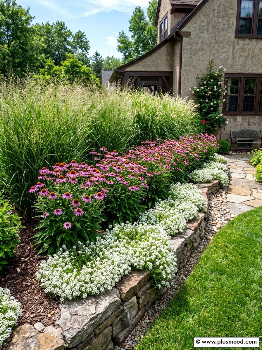 Layered height flower bed - 25 summer corner flower bed ideas